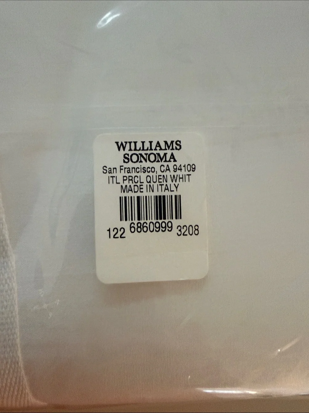 Williams Sonoma White Full/Qeen Duvet Cover 88x92